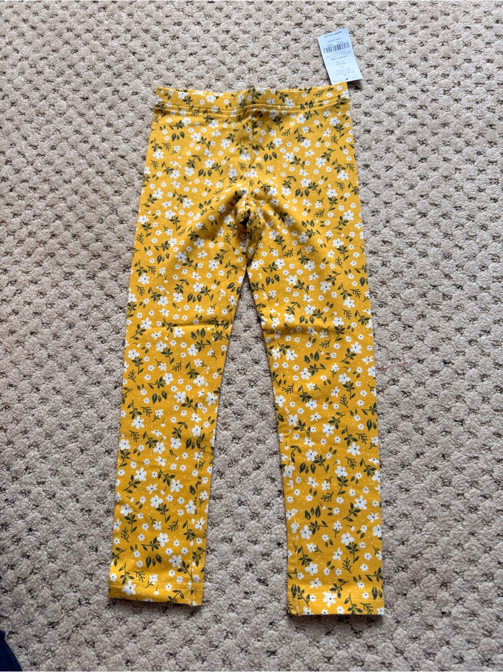 Kids Floral Stretch Leggings - Yellow